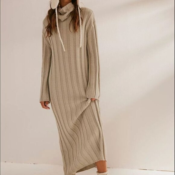 NWT Free People Beach Wanda Sweater Dress Turtleneck Agate Gray Sz S - Picture 1 of 6